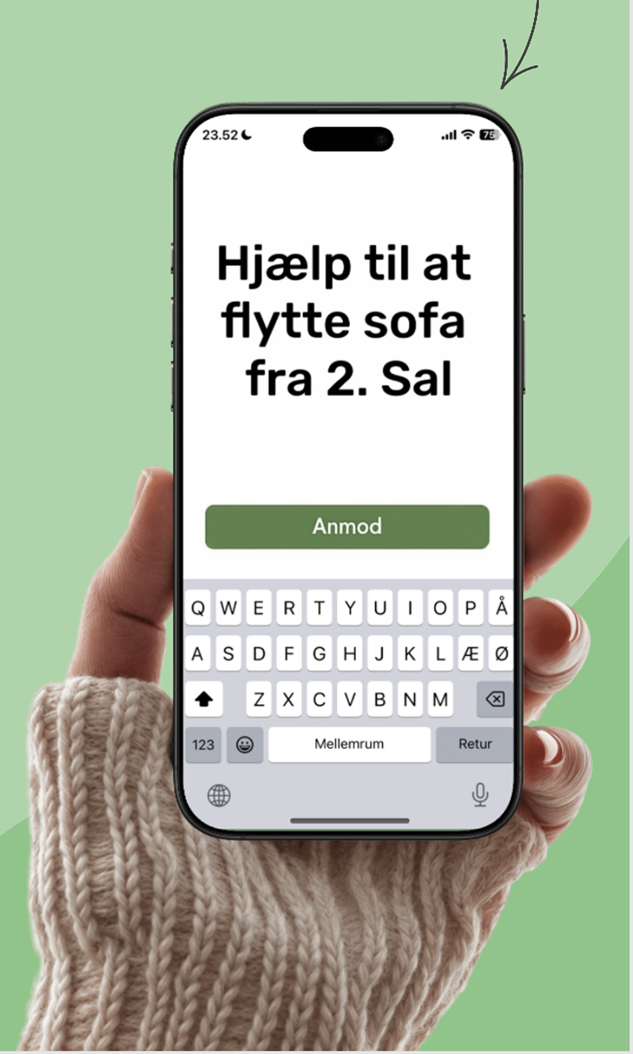 Hjælper app - Anmod om hjælp til at flytte sofa